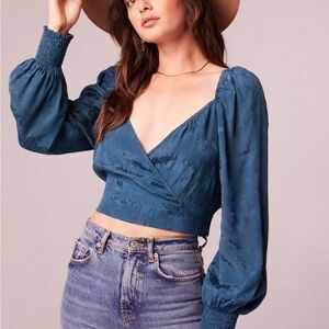 NEW B.O.G. Collective Band of the Free Camille Deep Teal Crossover Crop Top XS